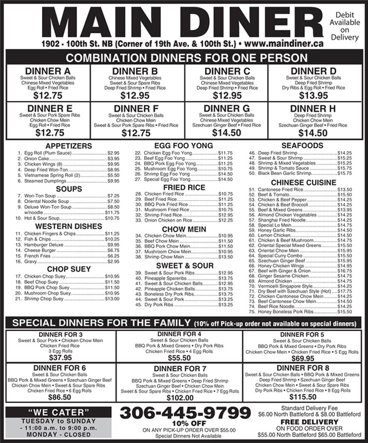 Main Diner Menu